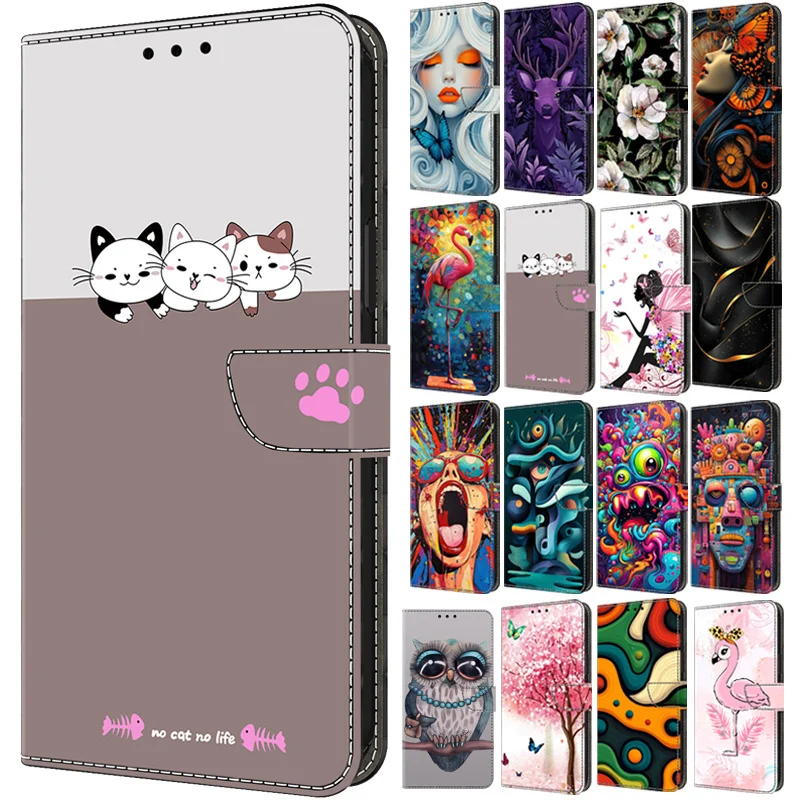 Girls' Stylish Leather Flip Wallet Phone Case with Stand Feature