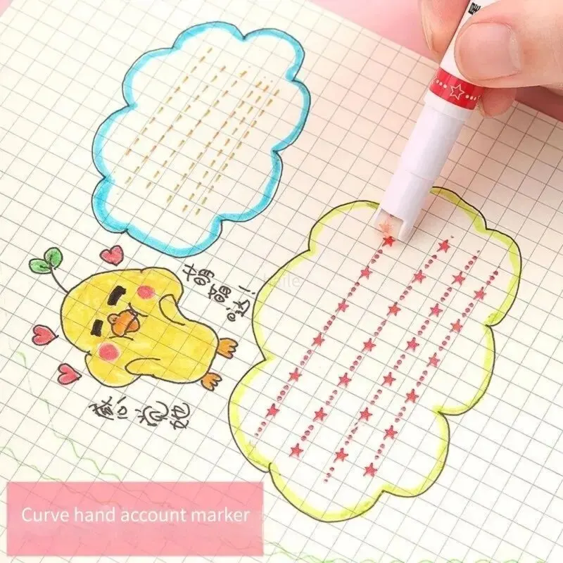 Highlighter Pen 6pcs/set Line Shaped Roller Tip
