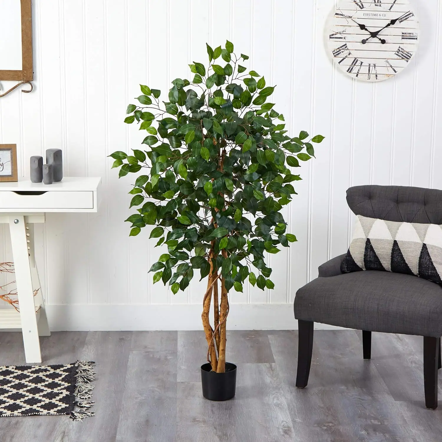 4FT Triple Trunk Artificial Ficus Tree 6