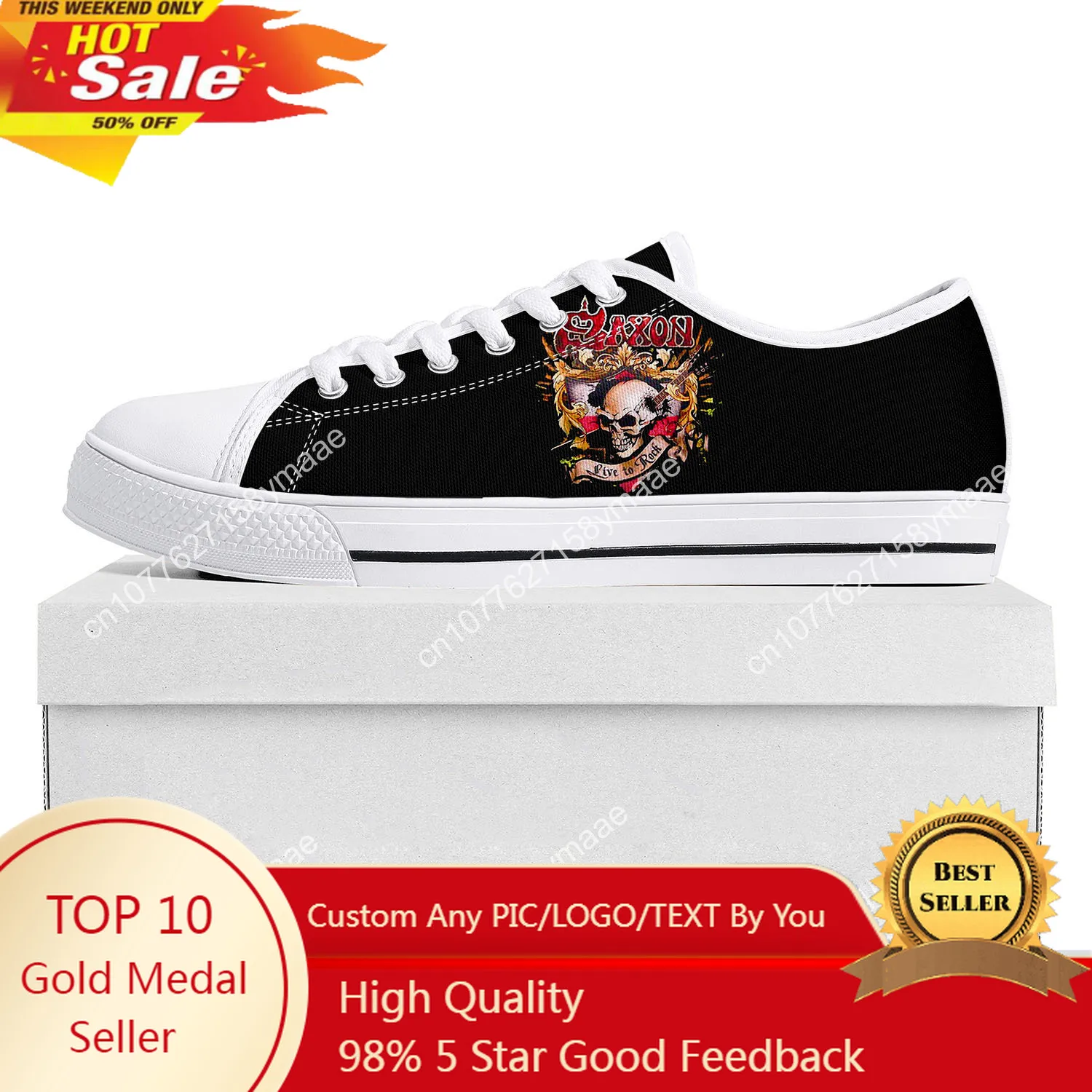 

Saxon Metal Band Low Top Sneakers Mens Womens Teenager Canvas High Quality Sneaker Casual Custom Made Shoes Customize DIY Shoe