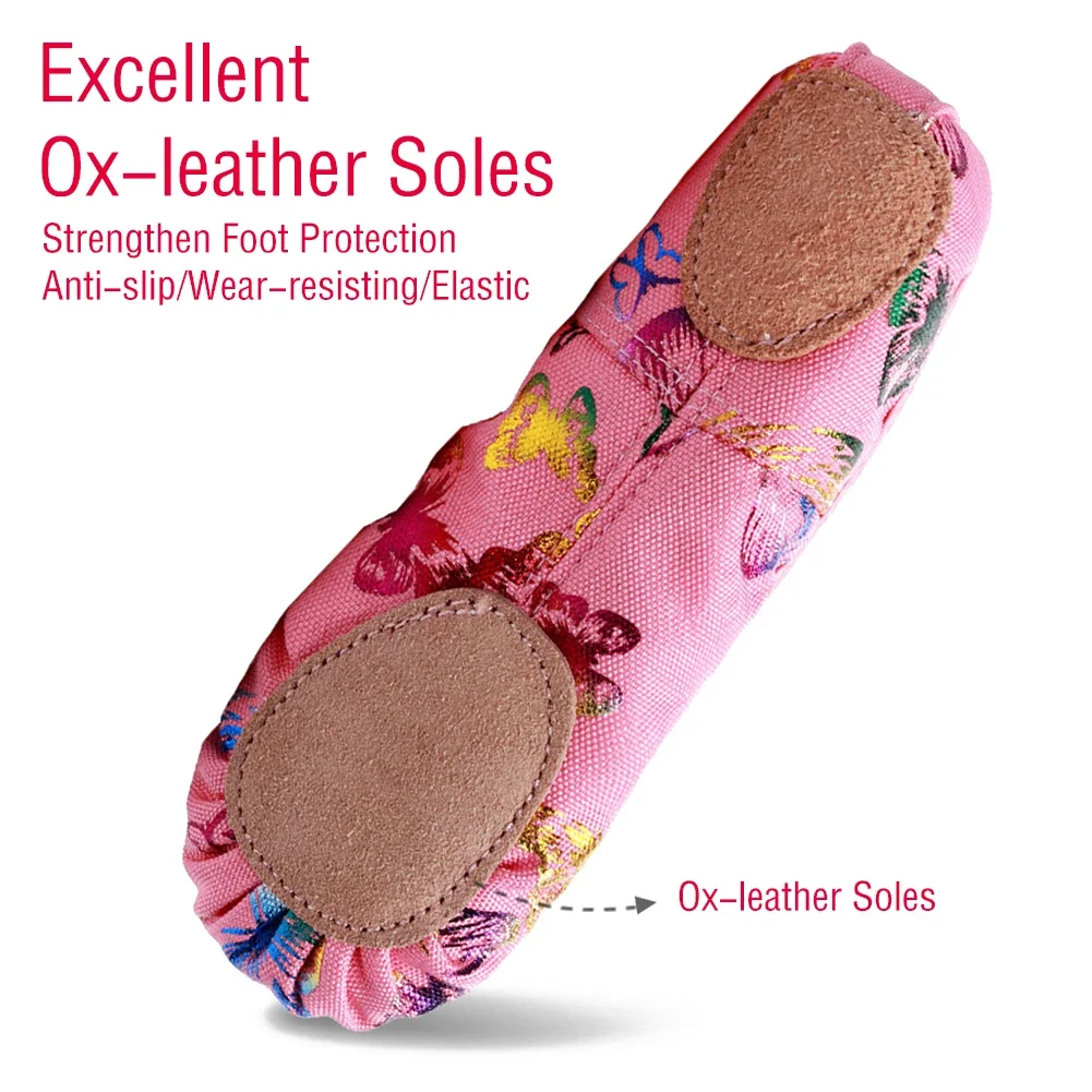 Girls Ballet Shoes Canvas Butterfly Soft Sole Ballet Dance Slippers Children Practise Ballerina Shoes Woman Dance