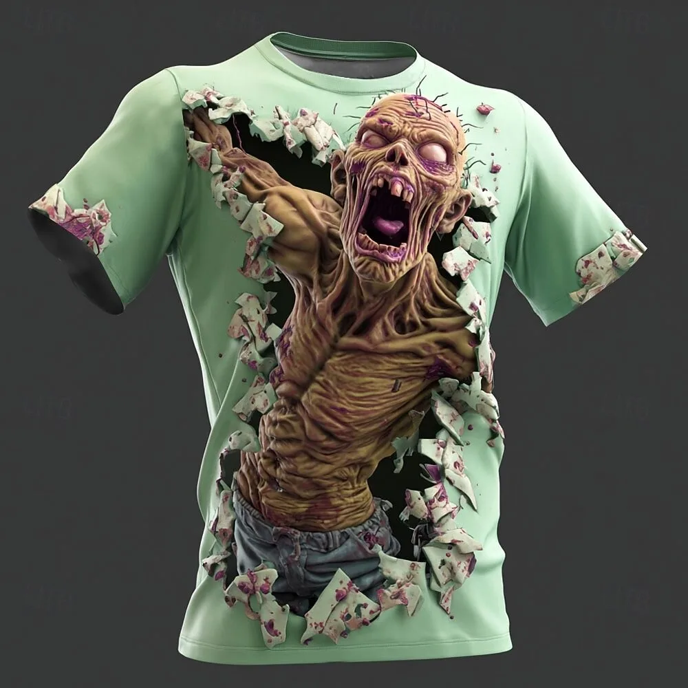 3D Druck Sport Quick-dry Atmungsaktive Männer T-shirt Outdoor Straße Casual Mode Scary Schädel Gothic Hip-hop Kurzhülse kleidung – Detail 22