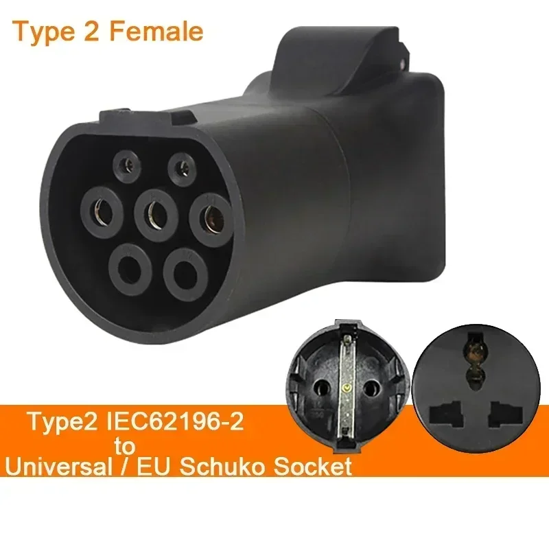 V2l Connector Ev Charging Adapter For Car Model 32A 7KW 1phase V2L Discharger TYPE 2 IEC62196-2 to 220V Universal EU Schuko Socket Converter Adapter