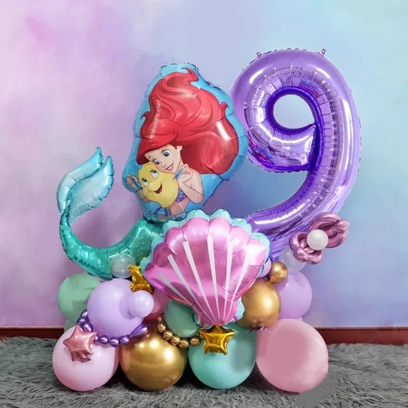 thumbnail image 1 of Decoración para fiesta de cumpleaños de La Sirenita, Princesa Ariel, servilletas de papel, platos, vasos, manteles, globos, suministros para baby shower para niños, 1 of 5