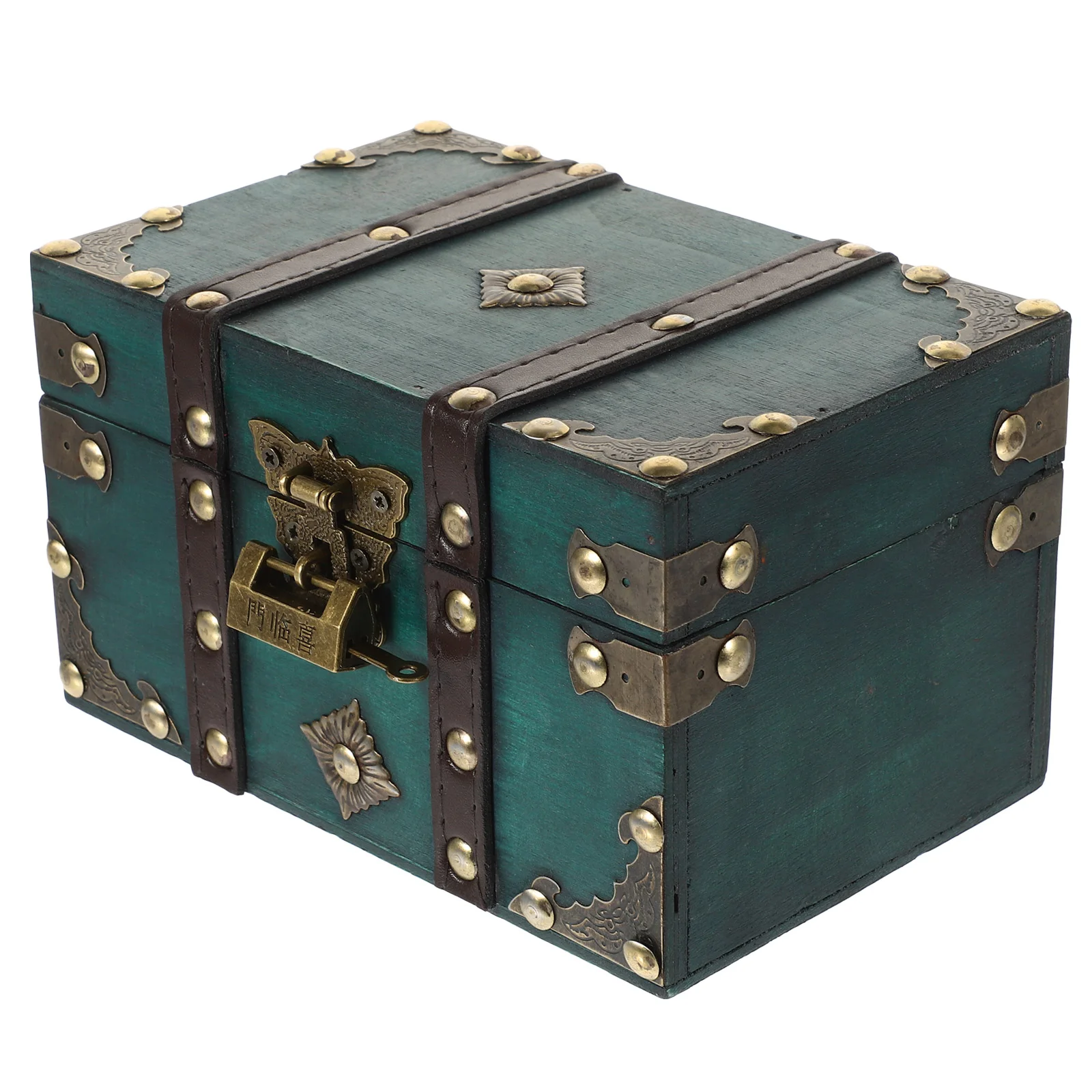 

Wooden Jewelry Box Coin Bank Treasure Case Desktop Multi Functional Storage Pirate Chest Retro Trinket