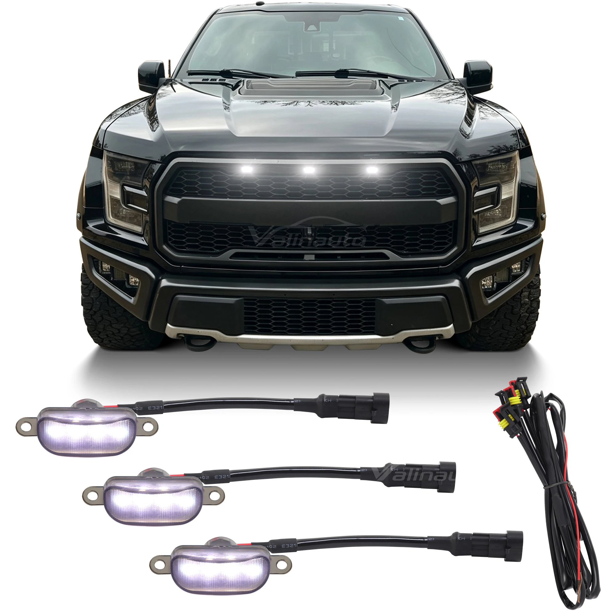 Universal Car Front LED Running Lights for Bumper, Hood, and Grille