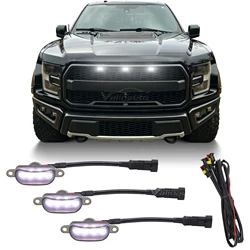 Universal Car Front LED Running Lights for Bumper, Hood, and Grille (3Pcs White light)