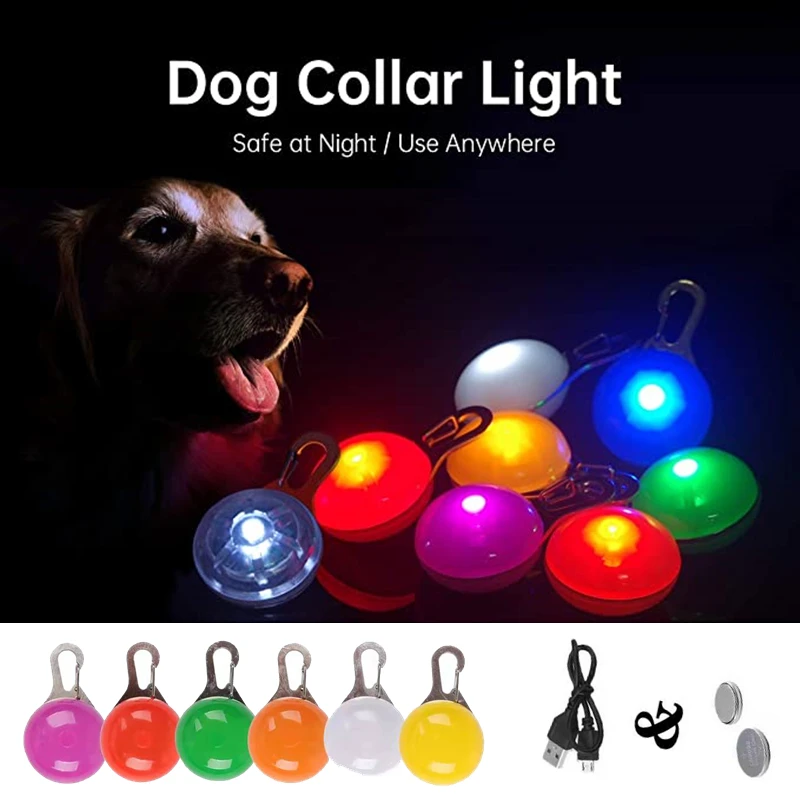 fashion alloy bone heart dog tag collar pendant necklace crystal decorated diy handwriting dog information board tag supplies Led Dog Collar Pendant Rechargeable Pet Usb Luminous Collar Pendant   Pet Flash Light Leash Accessorie Decoration Dog Necklace