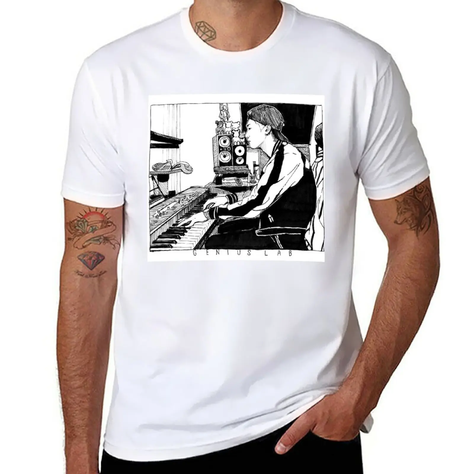 

Genius Lab inktober T-Shirt graphics kawaii clothes Men's cotton t-shirt