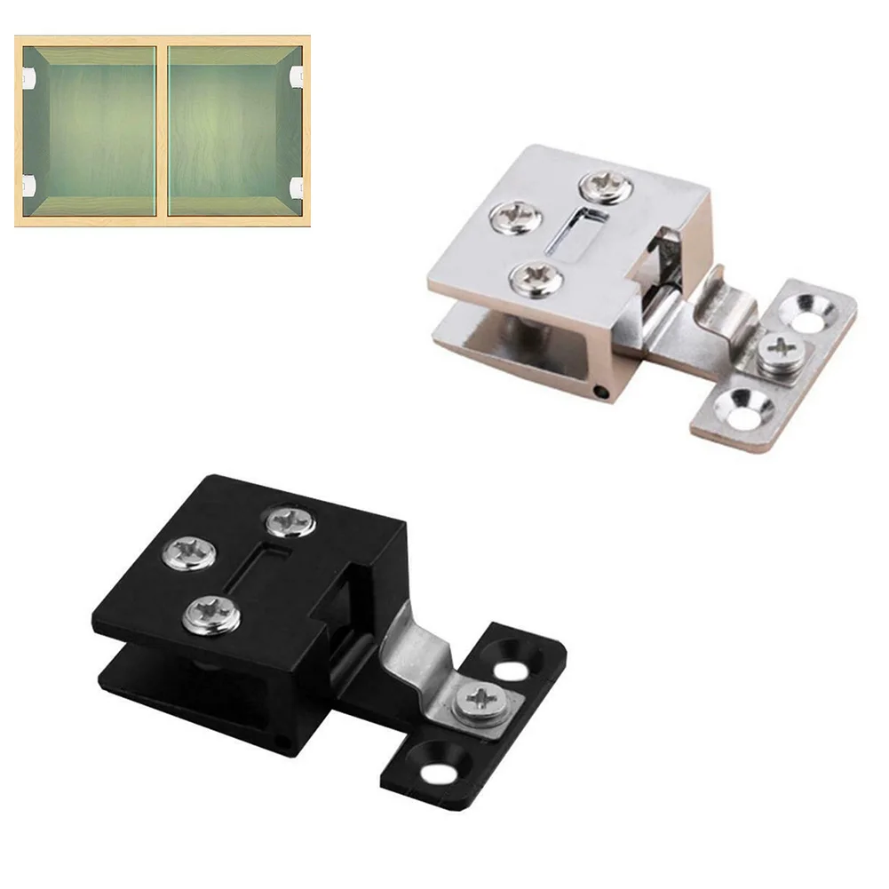 Description Picture 2 of itemGlass Door Hinge Cupboard Display Cabinet Gate Clamp Punch Wine Cabinet Glass Hinge Furniture Hardware Accessories