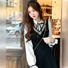 2025 Spring and Autumn New Splicing Shirt Collar Fake Two piece Dress Gentle Slimming Small College Style Long Sleeve Skirt 5