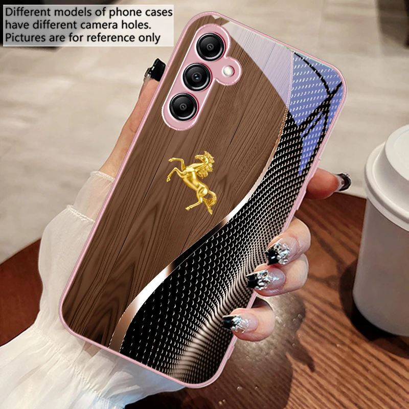Wood Grain Golden Horse Glass Phone Case