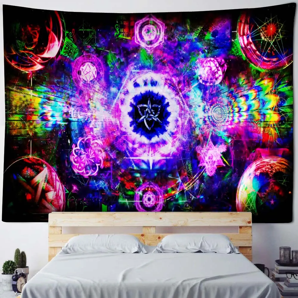 Psychedelic Art Tapestry Wall Hanging Boho Hippie Room Decor Blankets Mandala Fantasy Character Sun Moon Home Wall Decor Sheets