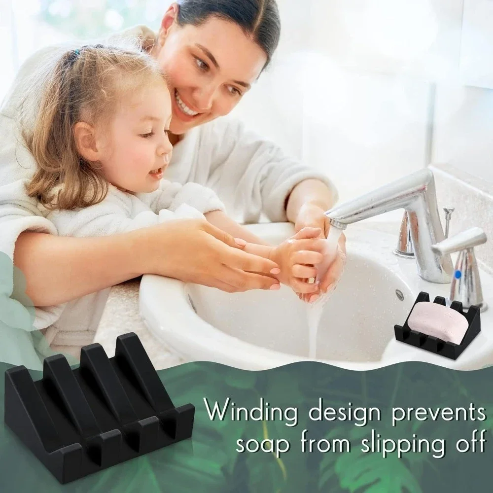 Silicone Self-Draining Soap Dishes Rectangular