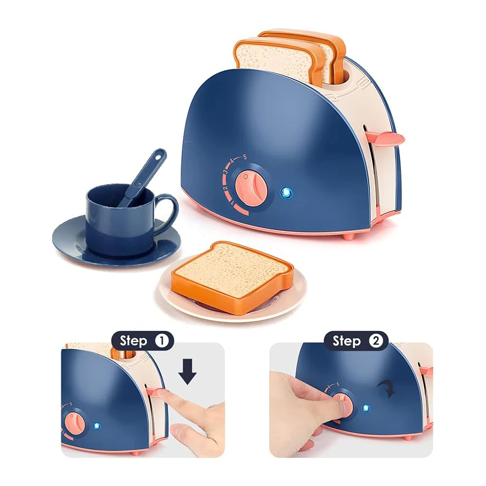 Mini Household Pretend Play Kitchen Appliances Toy Set with Coffee Maker Machine Blender Mixer and Toaster  for Kids Gifts 4