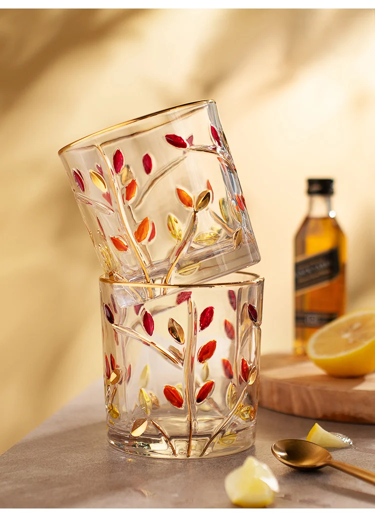 Luxury Gold Edge Rachel Zoe Wine Glasses Cups With Thick Whisky 300ml