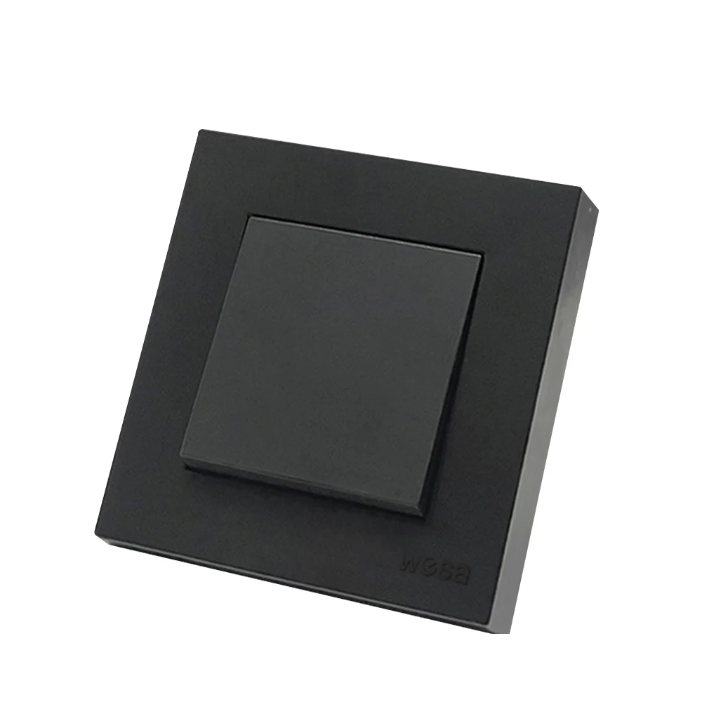 Wall Light Switch WESA Black Frosted Wall Light Switch Flame retardant Plastic 1 Gang 1 Way Europe Standards Wall Rocker Button Switch On And Off