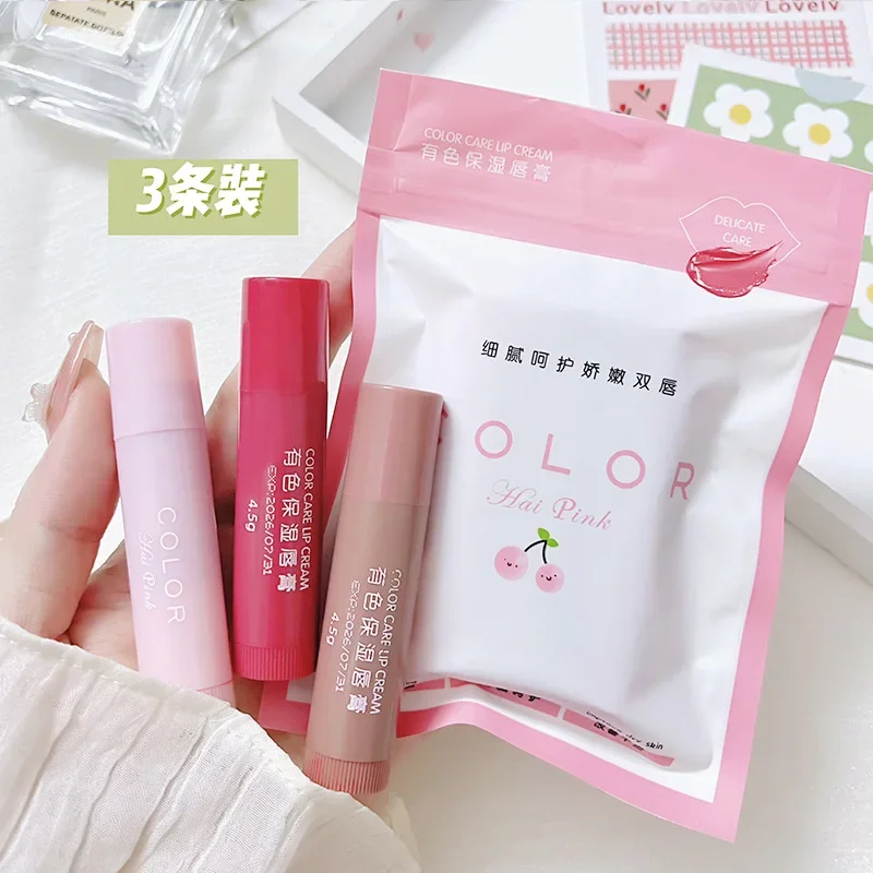 3/1pcs Lipstick Colored Lip Tint Lip Balm Moisturizing Anti-dry Easy To Carry Makeup Care Cosmetics Anti-cracking
