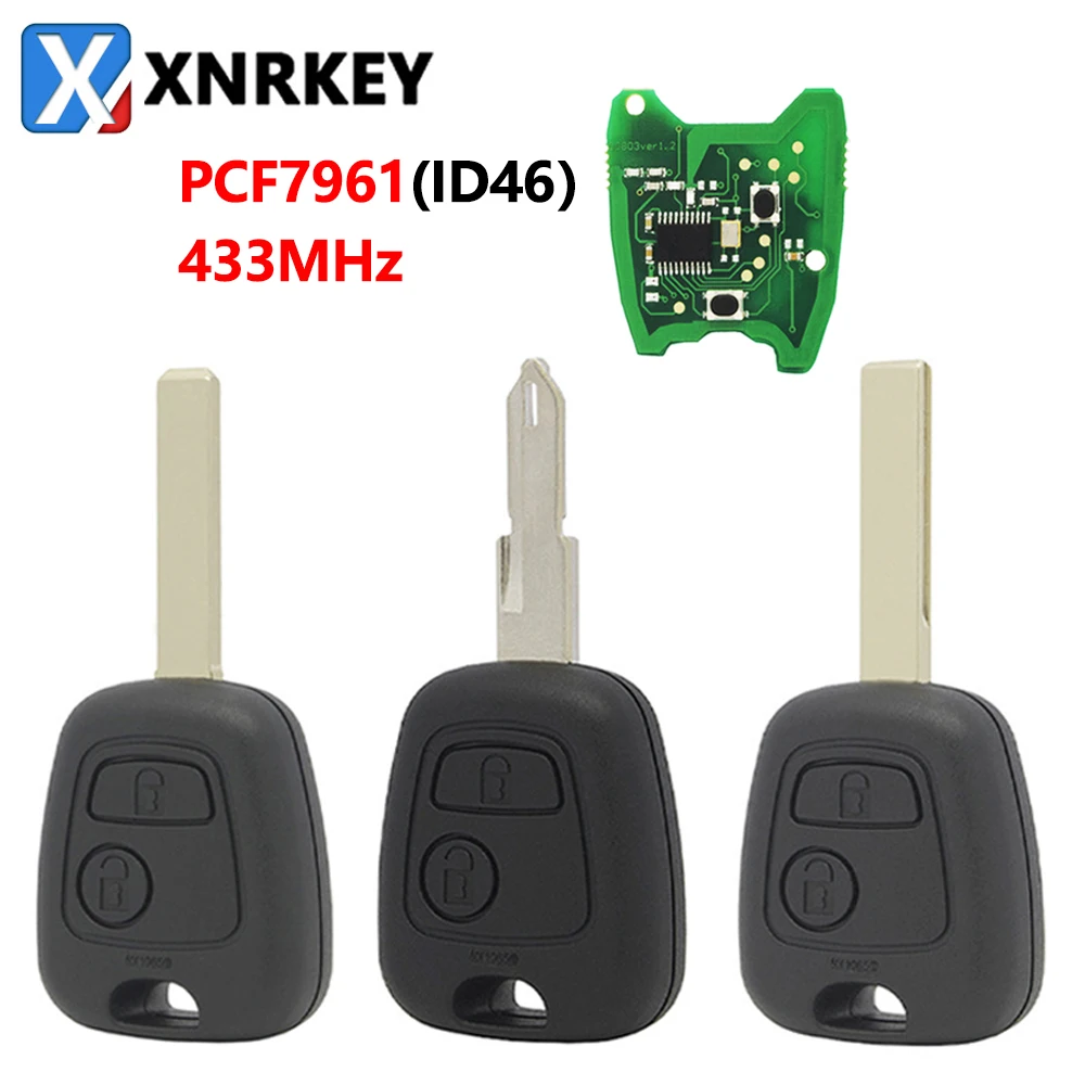 XNRKEY Car Remote Key 2 Buttons For Peugeot 106 206 107 207 306 307 407 NE73 blade 433Mhz ID46 PCF7961Transponder chip Car key