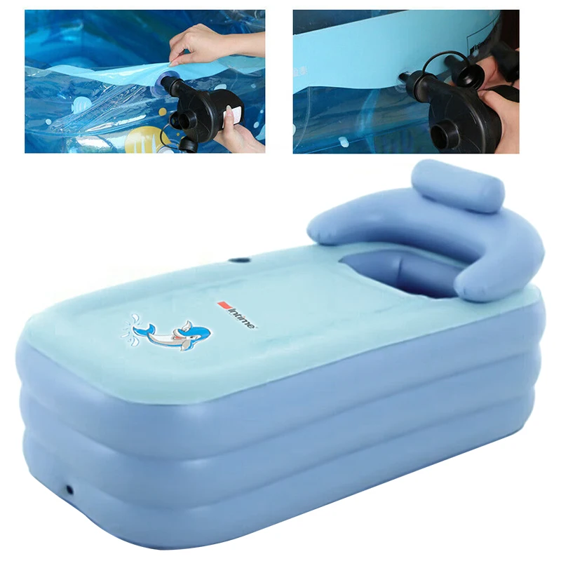 Inflatable Bathtub Blue Folding Bathtub with Warm Design Cushion Baby Pool inflatable bathtub