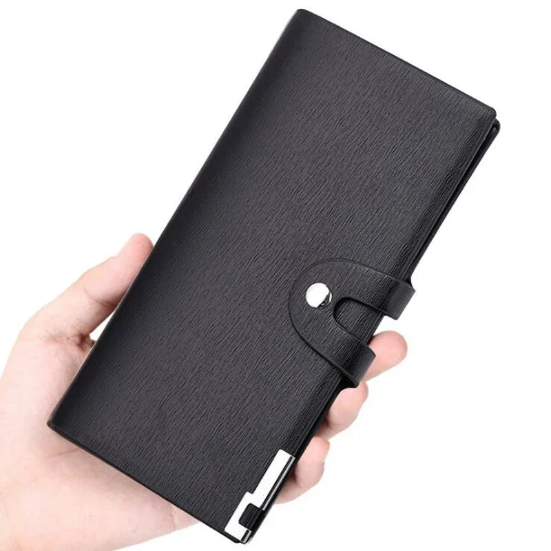 New Brand Business Long Men's Leather Wallet With Hasp Male Purse Phone Pocket Large Capacity Credit Card Holder
