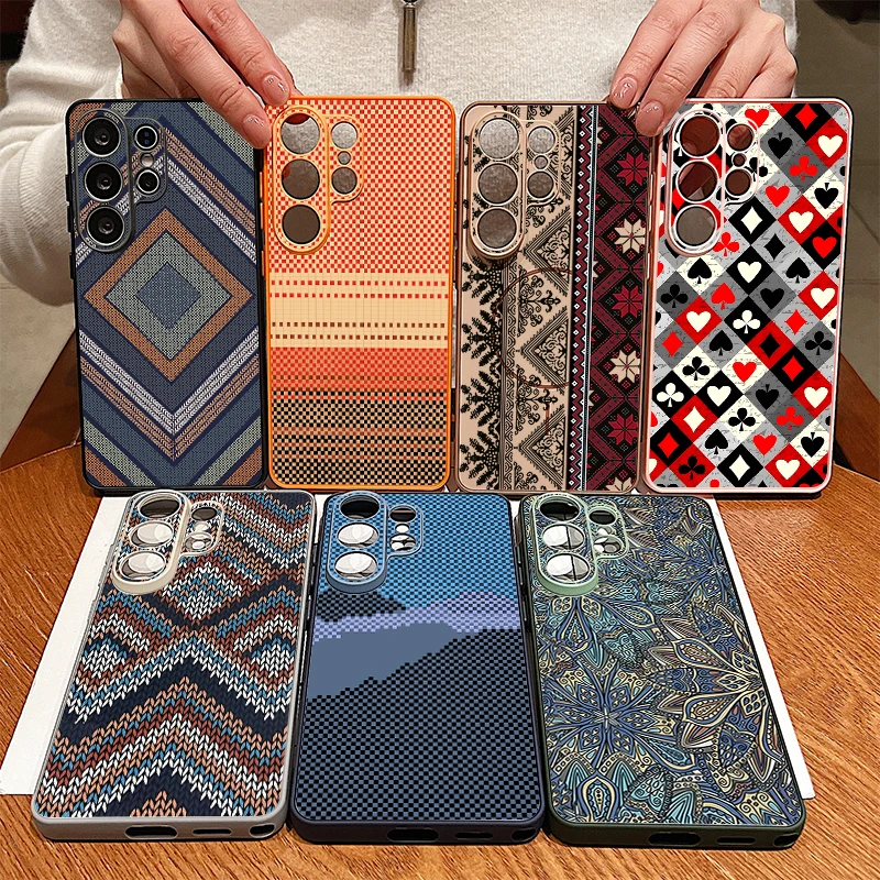 Magnetic Retro Geometric Print Phone Case Cover