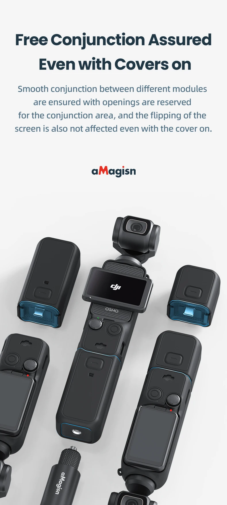 Description Picture 6 of itemaMagisn Protective Sleeve Kit for DJI Osmo Pocket 3,Body + Lens + Screen + Grip + Battery Grip + Mic + Lanyard Protection