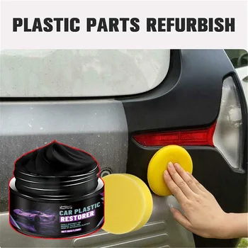 Car Plastic Restorer & Polish Gel for Dashboard, Trim, Tires Restores Black Color Shine Cleans Stains Auto Plastic Care Cream 1