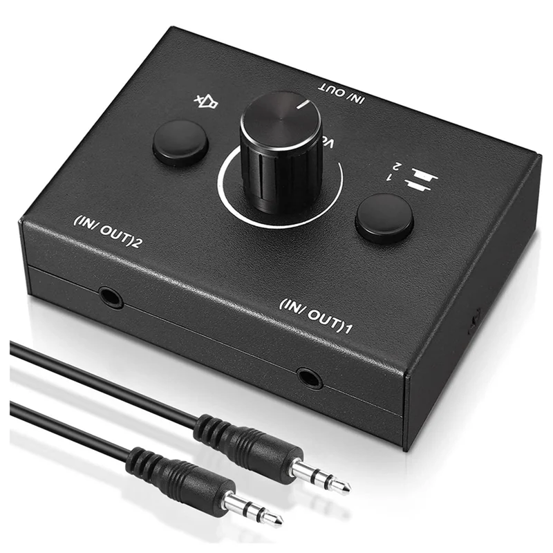 Compact Audio Switcher with Mute Function - Dual Input/Output Selector