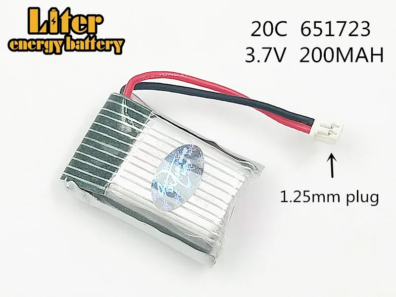 3 Pz 1.25Mm Spina 3.7V 200Mah 651723 H20 Rc Quadcopter Pezzi Di Ricambio 150Mah Lipo Batteria Lipo 3.7V Lipo Batteria 25C
