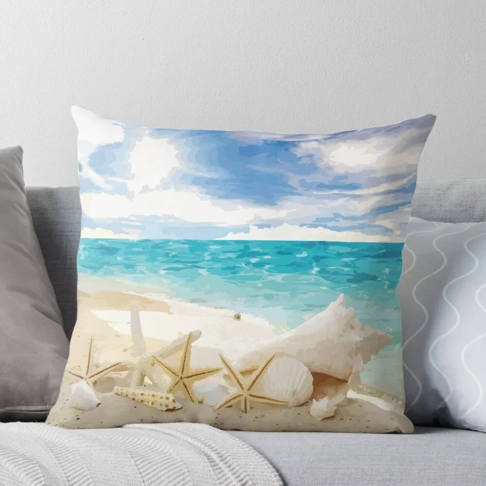 

Seashells on the Beach Throw Pillow Christmas Covers For Cushions Christmas Cushion For Home Cushions For Children