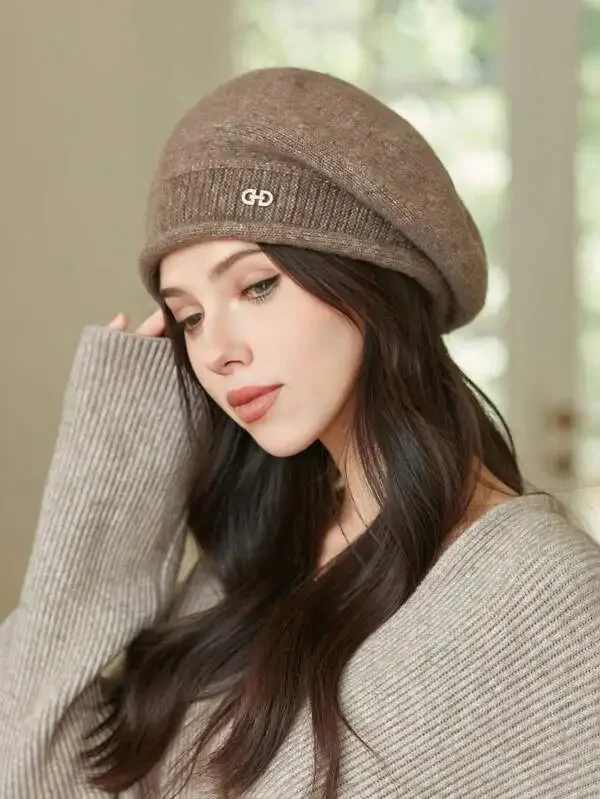 Women's Beret Hat Elegant Autumn Winter Warm Painter Style_voghion.com