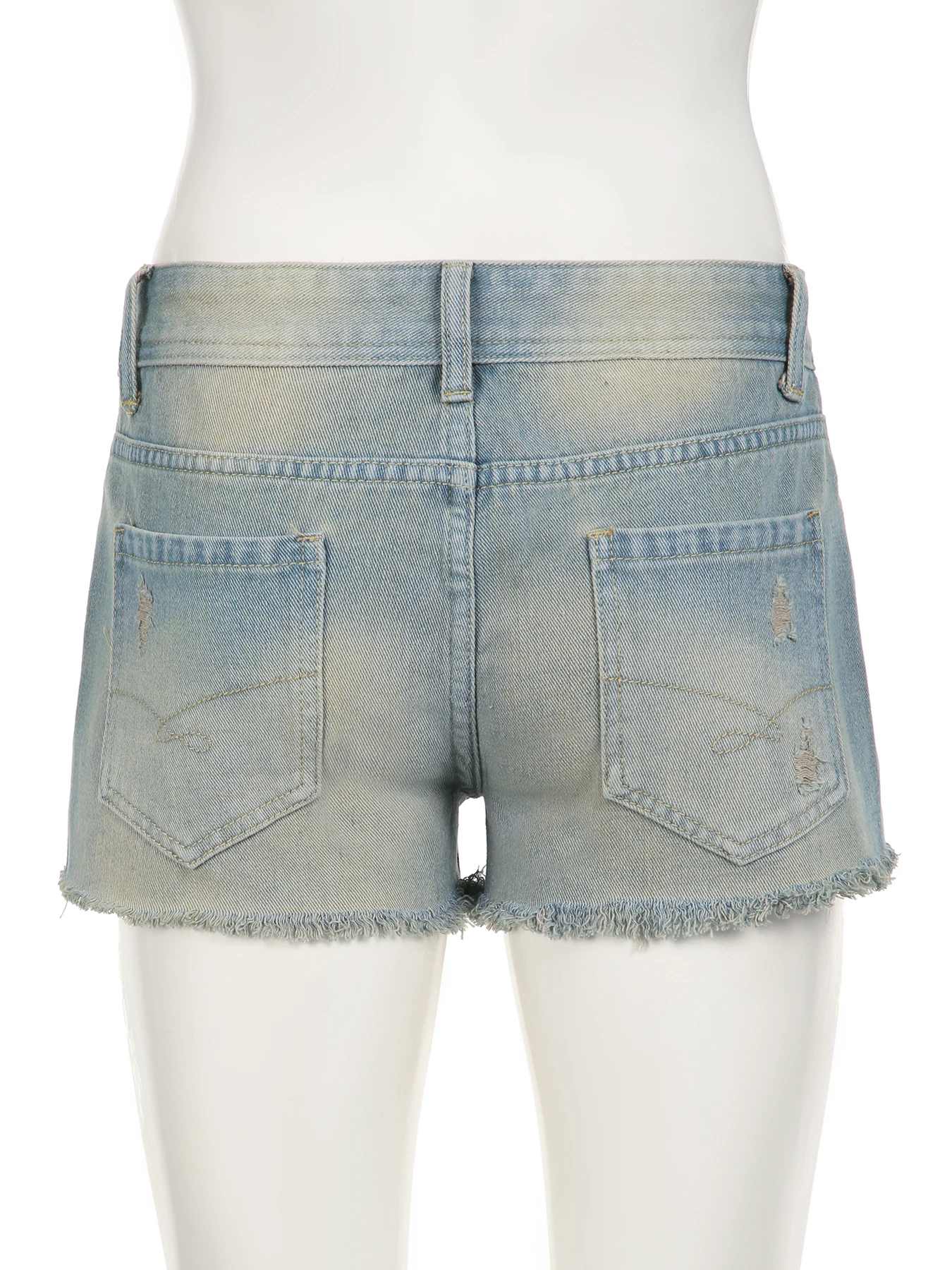 IAMSURE Casual Basic Slim Hollow Out Denim Shorts Sexy Slim Low-Waisted Super Shorts Women 2024 Summer Fashion Streetwear Lady