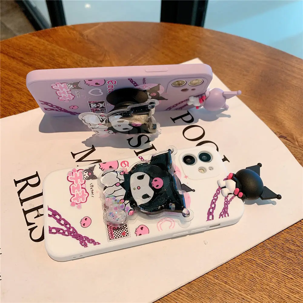 Hello Kitty Kuromi Silicone Case for iPhone11 12 13 Pro Max Mini X XS MAX XR 3D Cartoon with Lanyard Soft Cover Phone Holder best case for iphone 13 pro max