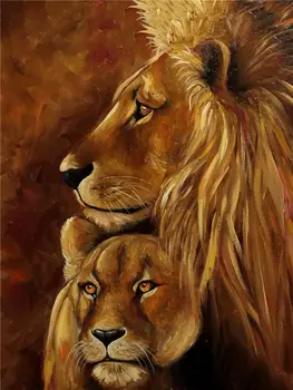 Lion and lioness painting by numbers kit