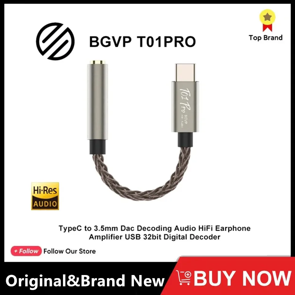

BGVP T01pro Dac декодирование аудио HiFi усилитель для наушников USB Type C до 3,5 мм 32 бит цифровой декодер