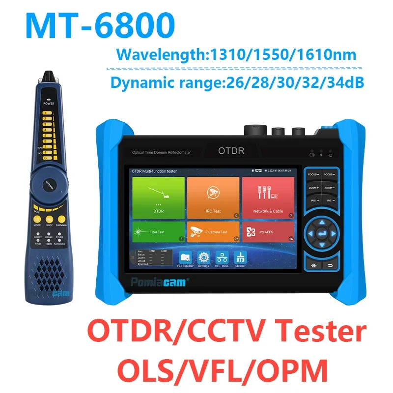 Multifunction OTDR MT-6800 5.4 Inch portable Handheld OTDR combined with 8K H.265 CCTV Tester IP OPM VFL Fiber Cable Tester 9800plus ipc cctv tester monitor 7 inch ips touch scree 1280 800 analog ip ahd cvi tvi sdi 6 in 1 multifunction cctv tester