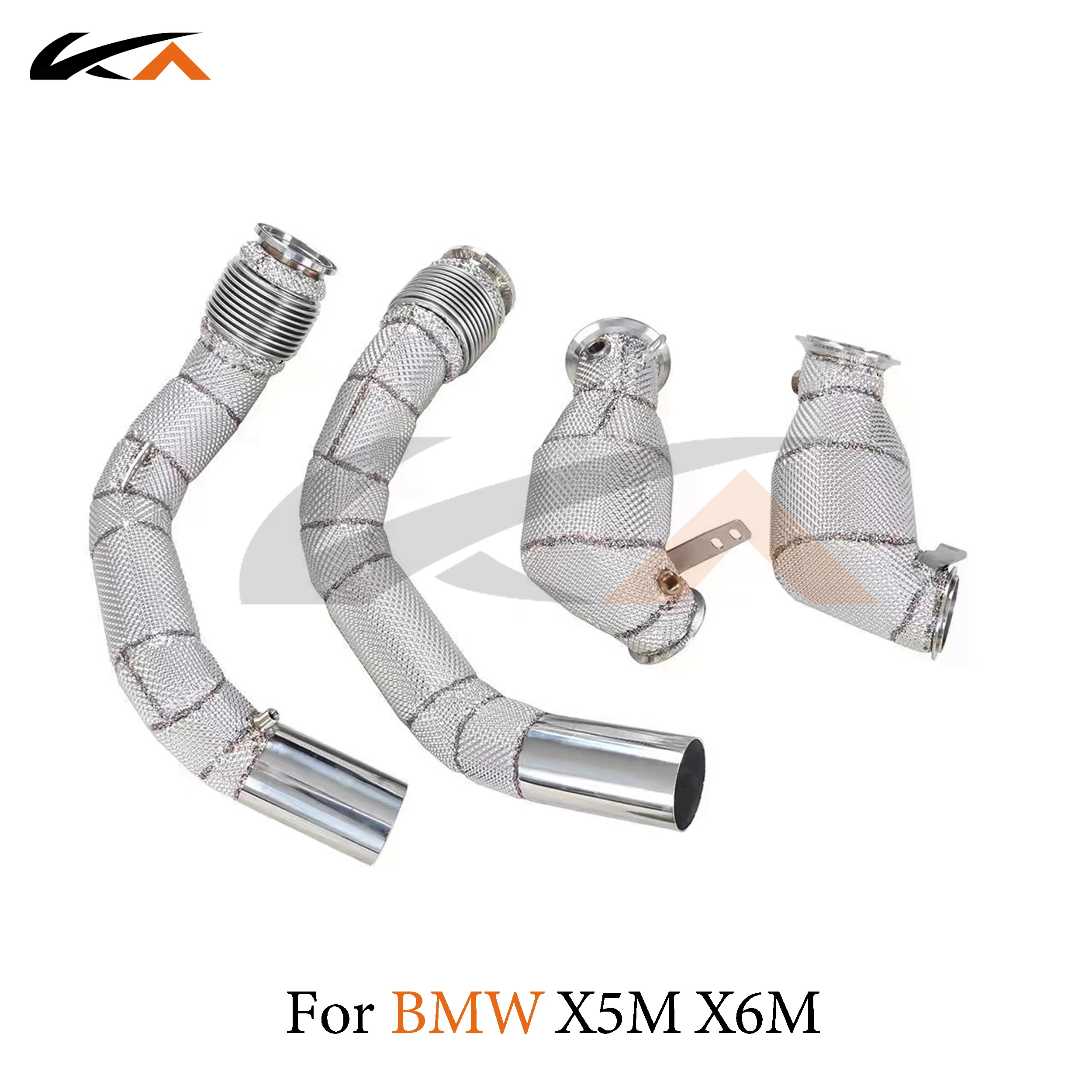 KA 튜닝 다운파이프 배기 스테인레스 스틸 헤더, BMW X5M X6M F85 F86 4.4T 퍼포먼스, 자동차 부품 열 차폐 촉매