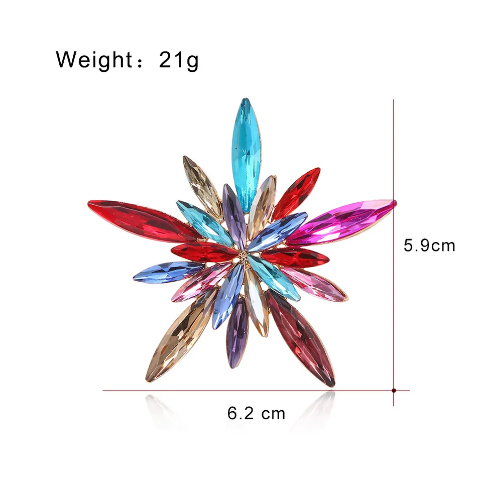 Spilla natalizia in cristallo lucido a forma di stella, spilla colorata con fiocco di neve, accessori per uomini e donne, regalo per le vacanze  36
