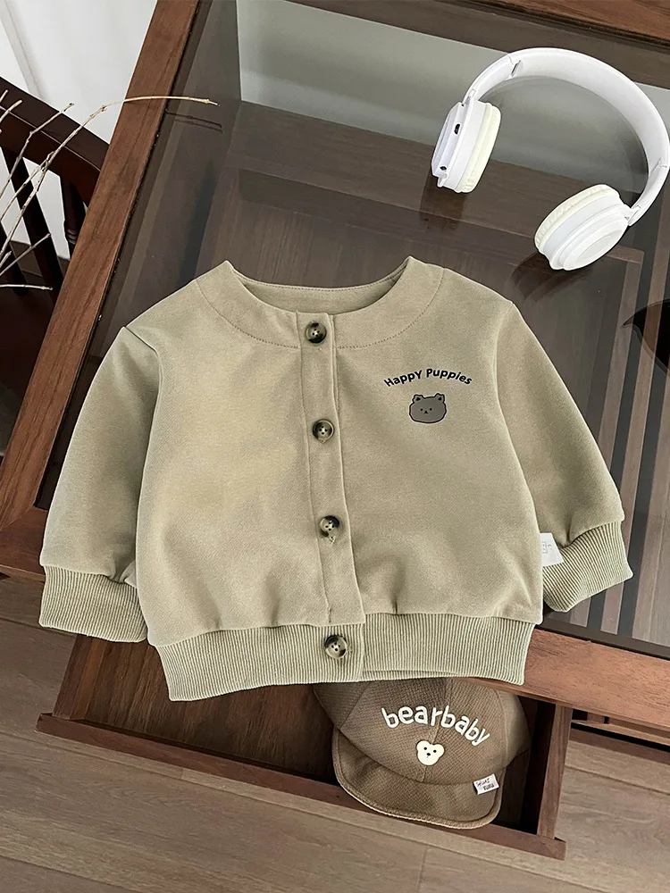 Autumn New Baby Long Sleeve Casual Coat Cartoon Print Boys Cotton Jacket Infant Girls Sweatshirt Cardigan Kids Clothes