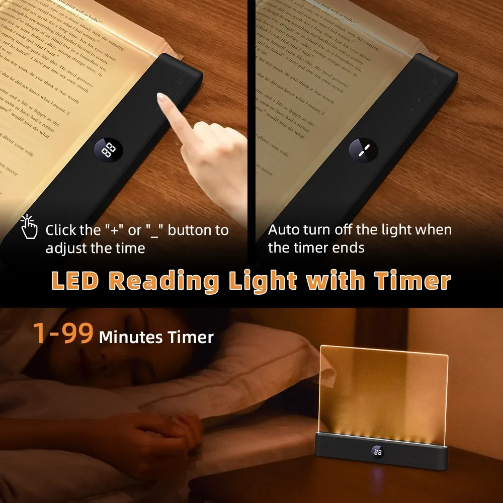 IlluminX Adjustable LED Reading and Night Light - Dual Mode, Customizable Brightness & Timer, Rechargeable via USB