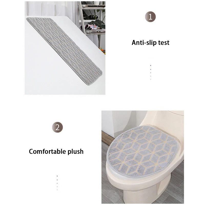 Bathroom Mat New Flannel Carpet Printing Striped Non-slip Mat Toilet Bathroom Absorbent Living Room Bedroom Foot Mat floor mat,bathroom mat,absorbent bathroom mat,bathroom floor mat,toilet mat,bath mat,anti slip mat
