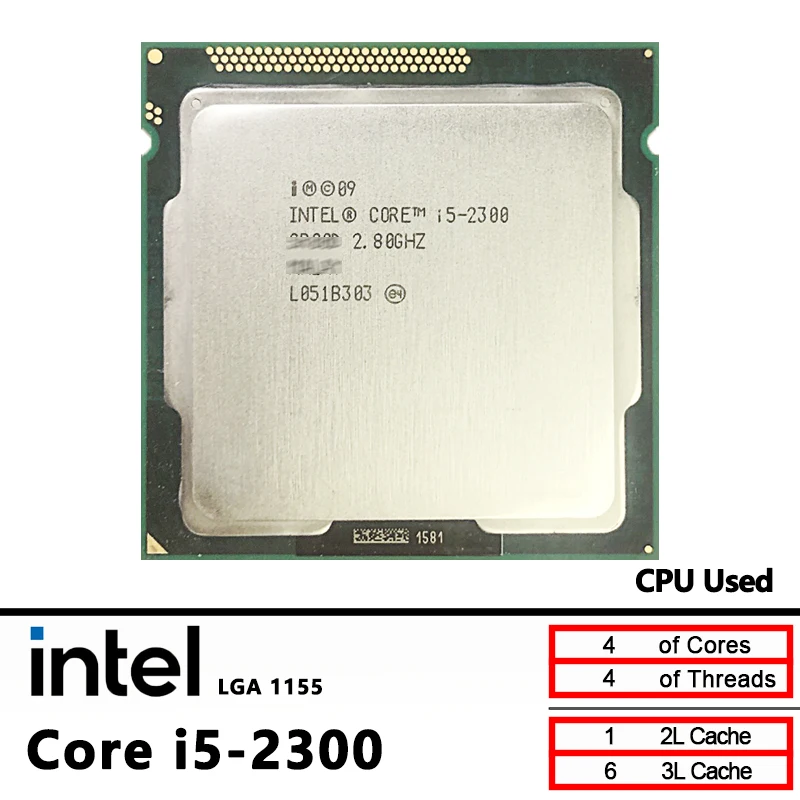Intel Core i5-2300 Використовуваний i5 2300 2,8 ГГц чотириядерний процесор 6 МБ 95 Вт LGA 1155