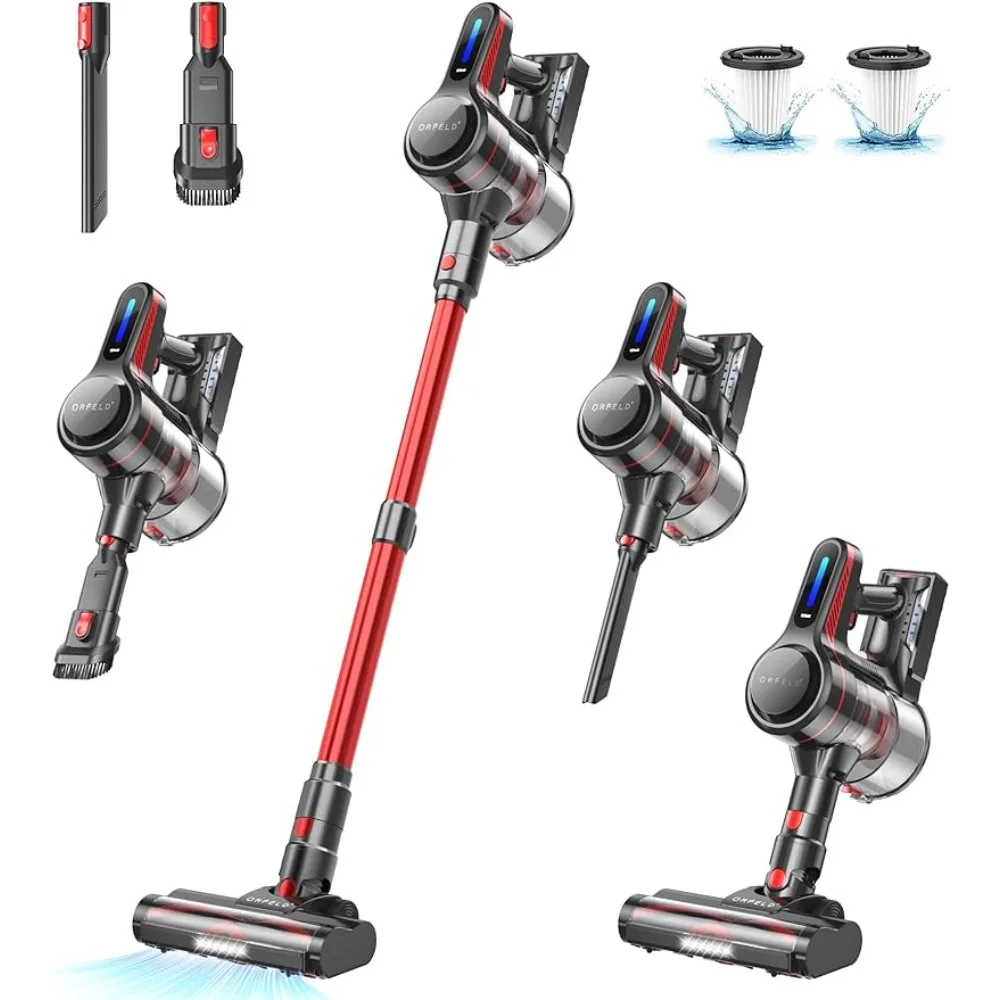 

Cordless Vacuum Cleaner, Stick Vacuum with 26Kpa Powerful Suction,45Mins Runtime Rechargeable Vacuum,Anti-Tangle & 1.5L Dust Cup