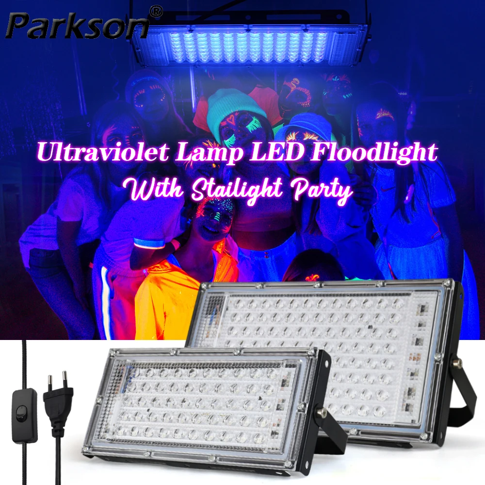 395nm 400nm UV LED Flood Light 50W 100W AC 220V Ultraviolet Fluorescent Effect Party Stage Backlight Atmosphere DJ Disco Project led stage light effect 18x3w ultraviolet color flat par dmx512 dj disco lamp ktv bar party backlight beam projector spotlight