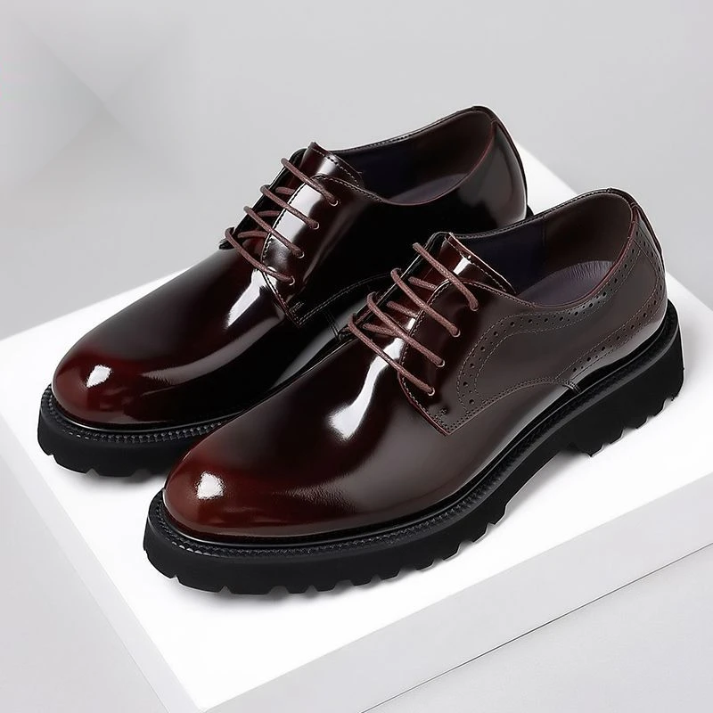 Dragonfly brand leather genuine business style formal men's shoes, patent leather, glossy surface, thick sole,_vogvips.com