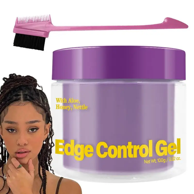 

Hair Styling Gel 100g Anti-Frizz Hair Fixative Gel With Brush Long-Lasting Hair Smoother Hair Wax Hair Styling Cream Hair Gel