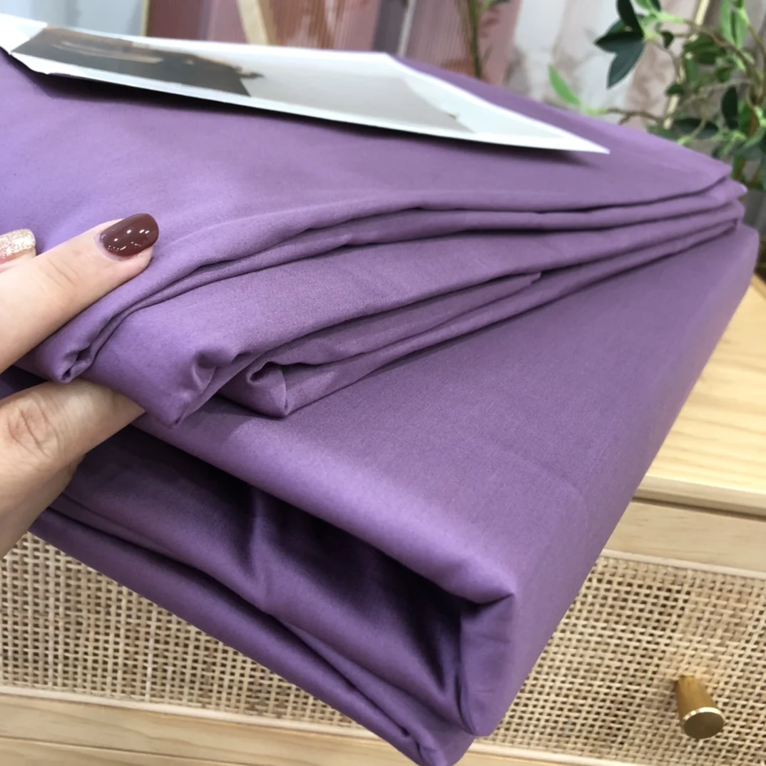 

Bedroom Bedding 4PCS Set Comfortable Silky Lonstaple Cotton Solid Color Set Multicolor Optional Single Size 200x230cm