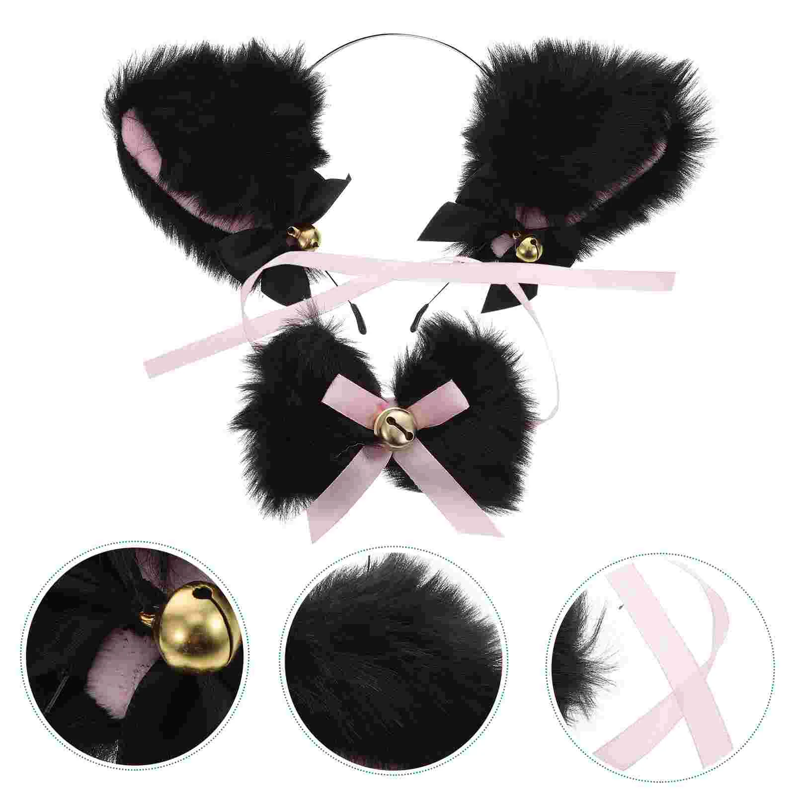 

Bell Choker Headband Furry Ears Cat with Bells Animal Headdress Cosplay Lolita Hair Ribbons