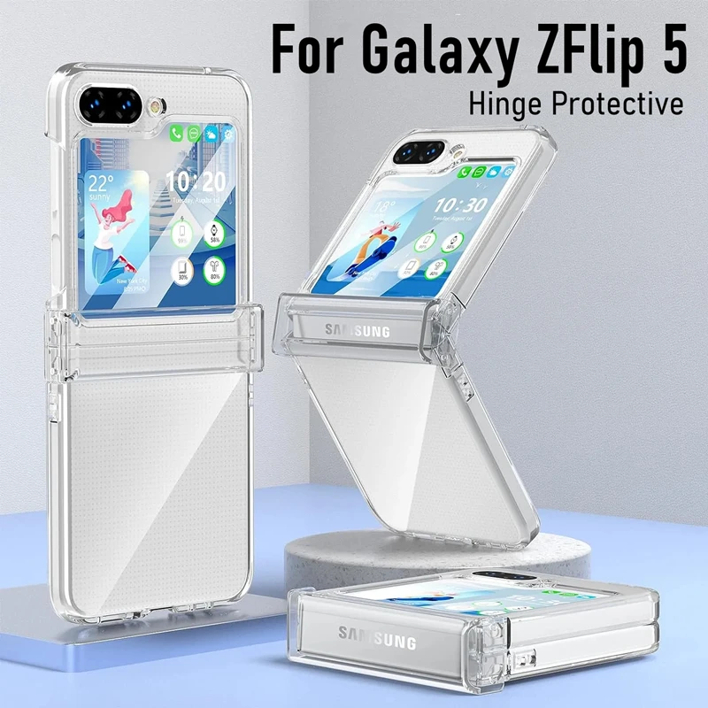 

High Clear Hinge Protective Case For Samsung Galaxy Z Flip5 Flip 5 5G With Hinge ShockProof Phone Cover Funda Shell For ZFlip5